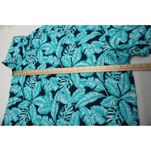 Kenny Flowers Shirt Mens 2XL Blue Floral Rayon Short Sleeve Button Up Island